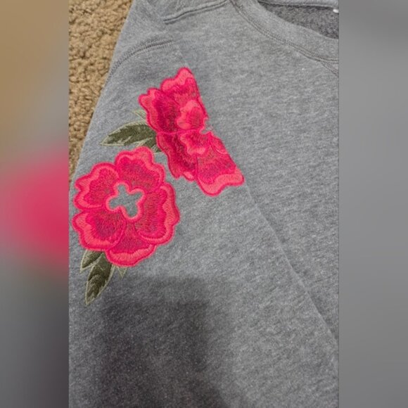 PINK Victoria's Secret Rose Embroidered Pullover Sweatshirt - Picture 2 of 5